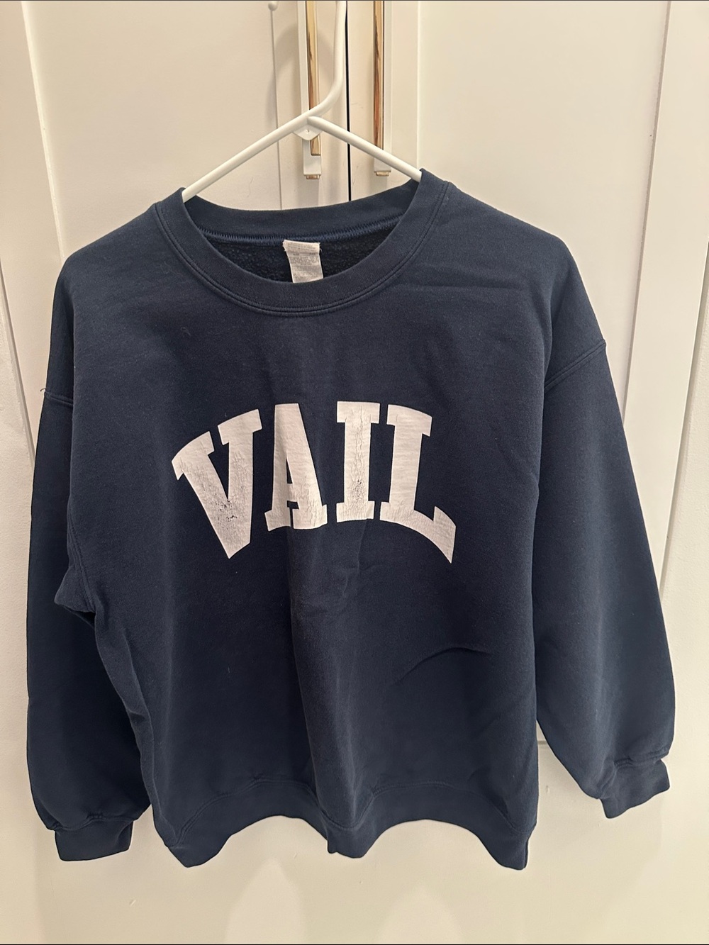 Gildan Navy Blue Crewneck Sweatshirt with White VAIL Lettering